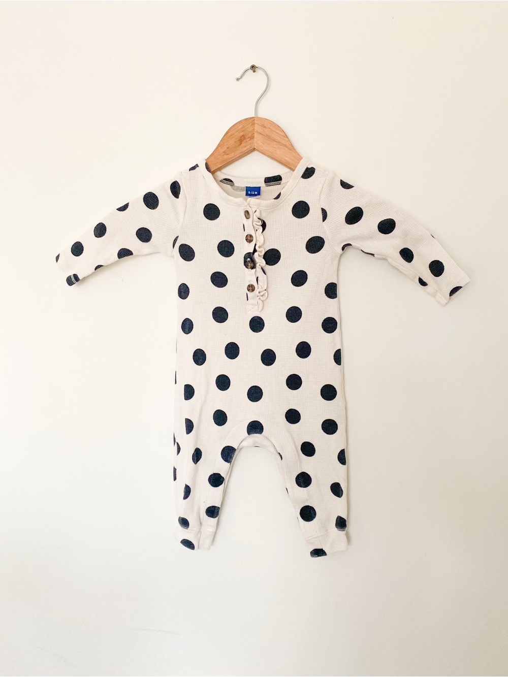 Old Navy Cream One-Piece with Navy Polka Dots